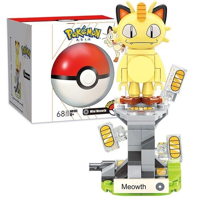 NEW Official Pokémon Meowth Building Blocks Set 68Pcs Creative Fun Toy