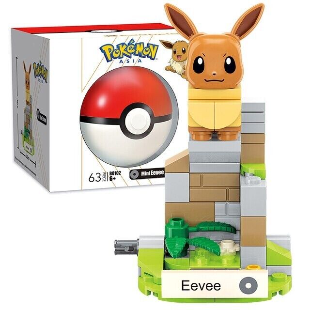 NEW Official Pokémon Eevee Building Blocks Set 63Pcs Creative DIY Fun Toy