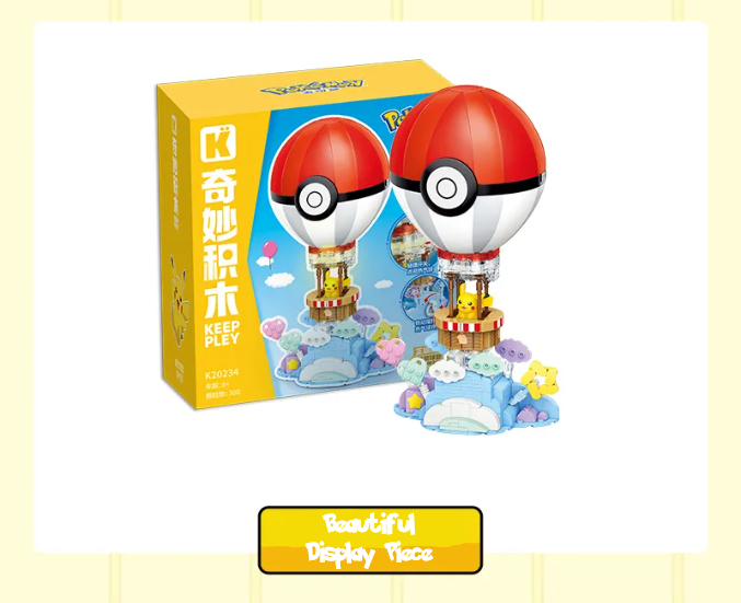 NEW Official Pokémon Pikachu Hot Air Balloon w/ Motion Building Blocks Set