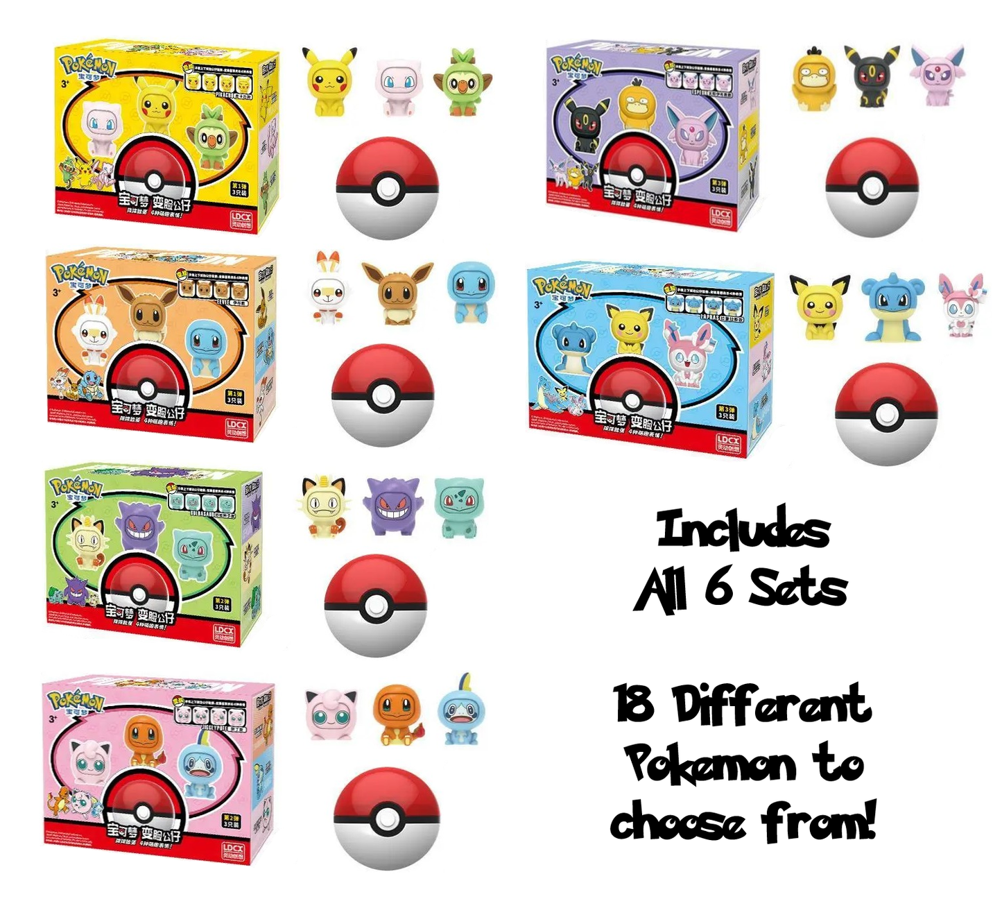 NEW Official Pokémon Lapras Sylveon Psyduck & More Action Figure Face Changers