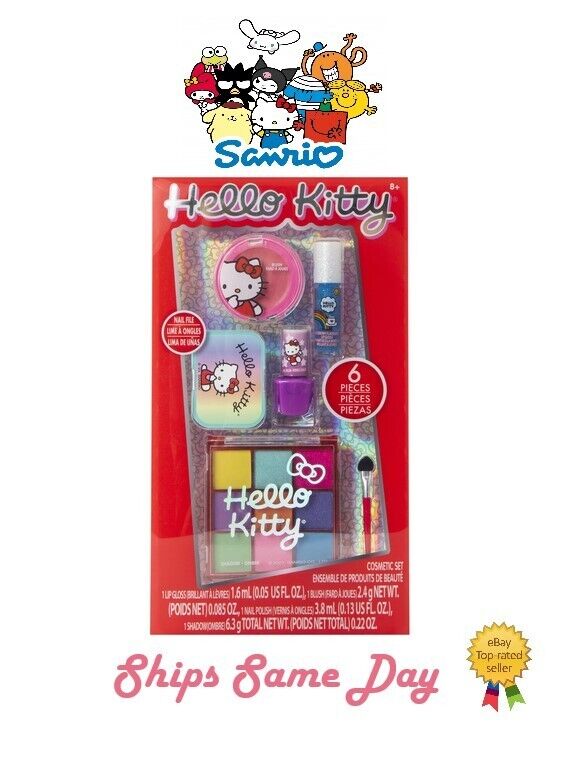 ā
Official Sanrio Hello Kitty 6Pc Cosmetic Set Blush Nail Polish Shadow & More
