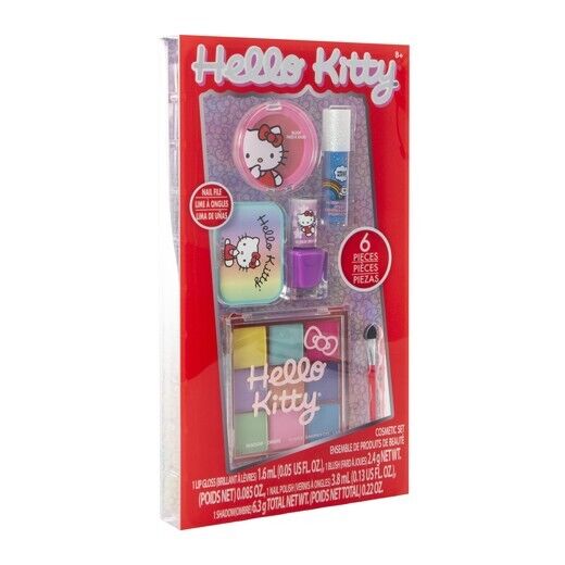 ā
Official Sanrio Hello Kitty 6Pc Cosmetic Set Blush Nail Polish Shadow & More