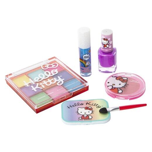 ā
Official Sanrio Hello Kitty 6Pc Cosmetic Set Blush Nail Polish Shadow & More