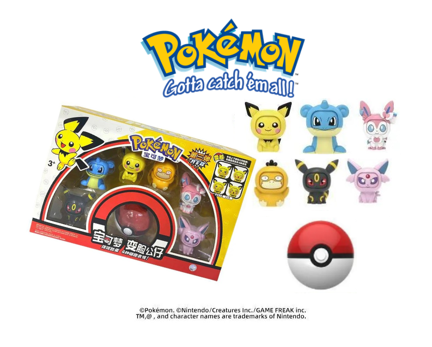 ✅ Official Pokémon Umbreon Sylveon & More 6Pc Set Action Figure Face Changer NEW