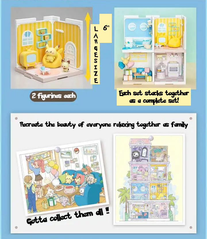 ✅ Official Pokémon Takara Tomy Peace House DIY Model Kits Pikachu Espurr & More