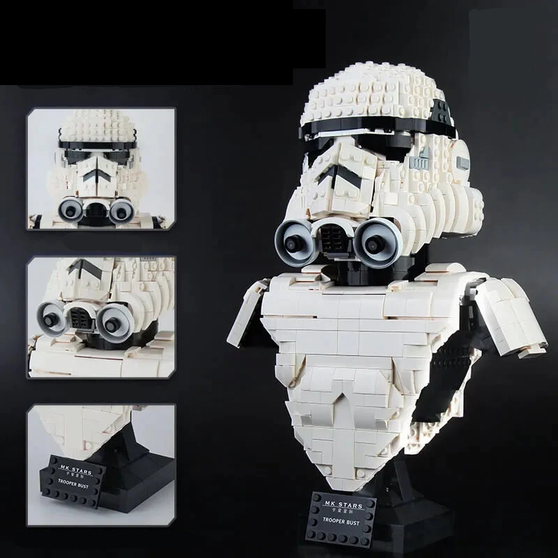 Darth Lord Vader, Stormtrooper & Boba Fett 12" Tall Bust Building Block Sets NEW
