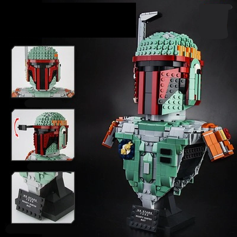 Darth Lord Vader, Stormtrooper & Boba Fett 12" Tall Bust Building Block Sets NEW