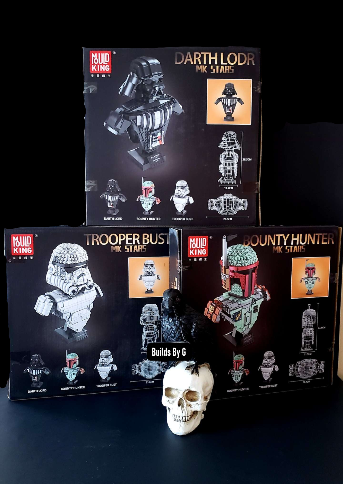 Darth Lord Vader, Stormtrooper & Boba Fett 12" Tall Bust Building Block Sets NEW