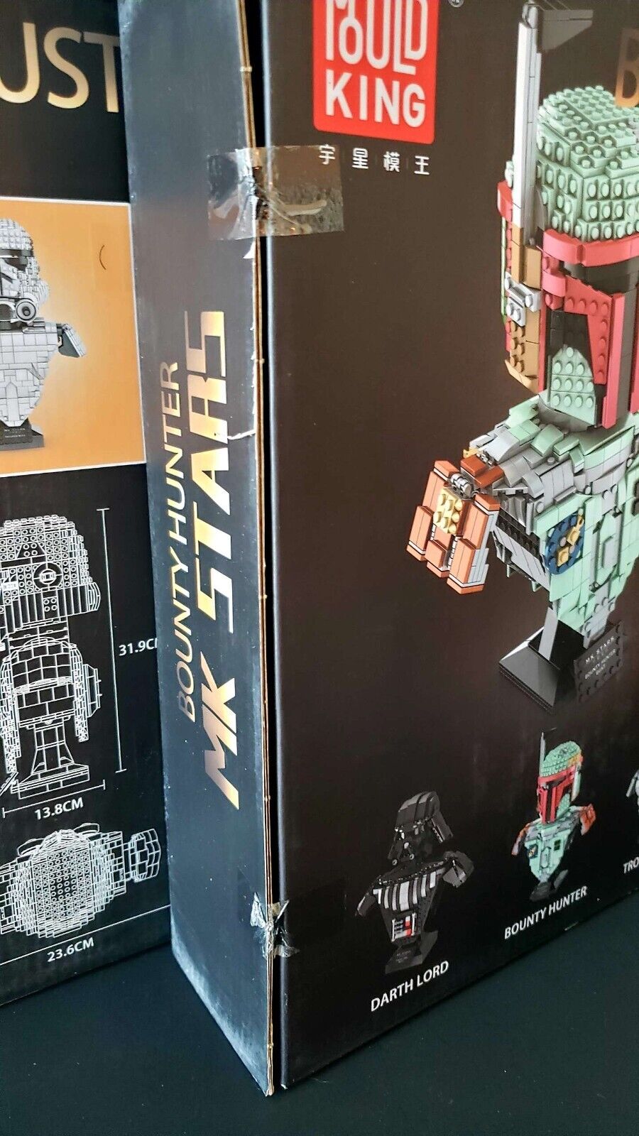 Darth Lord Vader, Stormtrooper & Boba Fett 12" Tall Bust Building Block Sets NEW