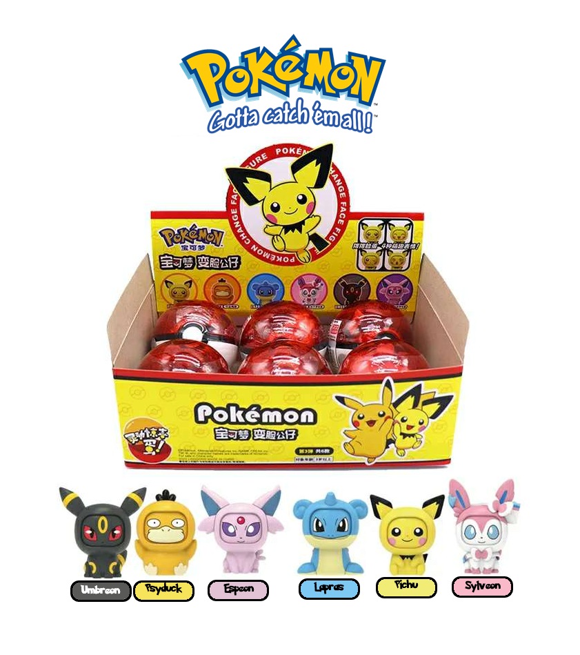 ✅ Official Pokémon Lapras Sylveon & More 6Pc Toy Action Figure Face Changers NEW