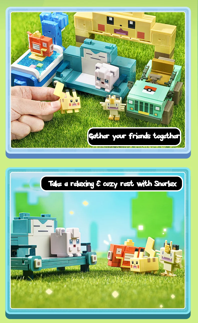 ✅ Official Pokémon Snorlax Lapras Meowth & More Building Block Sets Creative NEW