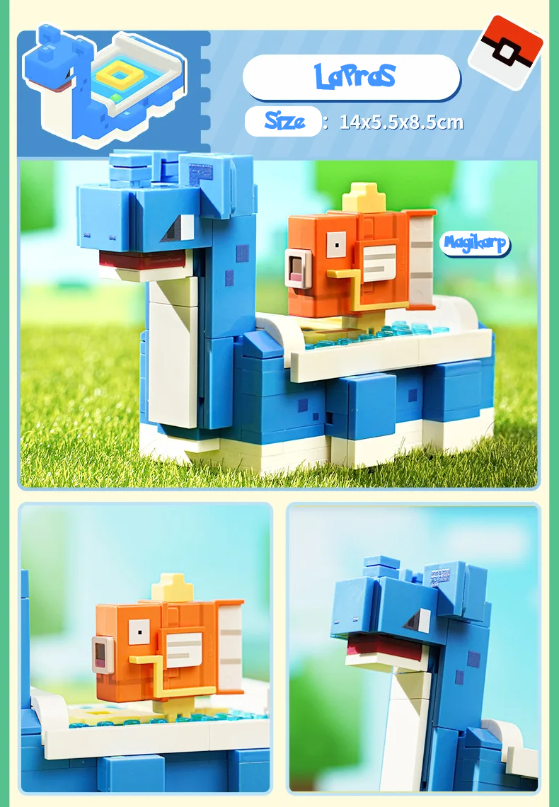 ✅ Official Pokémon Snorlax Lapras Meowth & More Building Block Sets Creative NEW