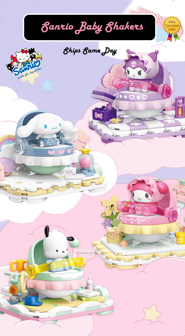 ā
Official Sanrio Family Baby Shakers Building Blocks 4Pc Set Creative Fun NEW