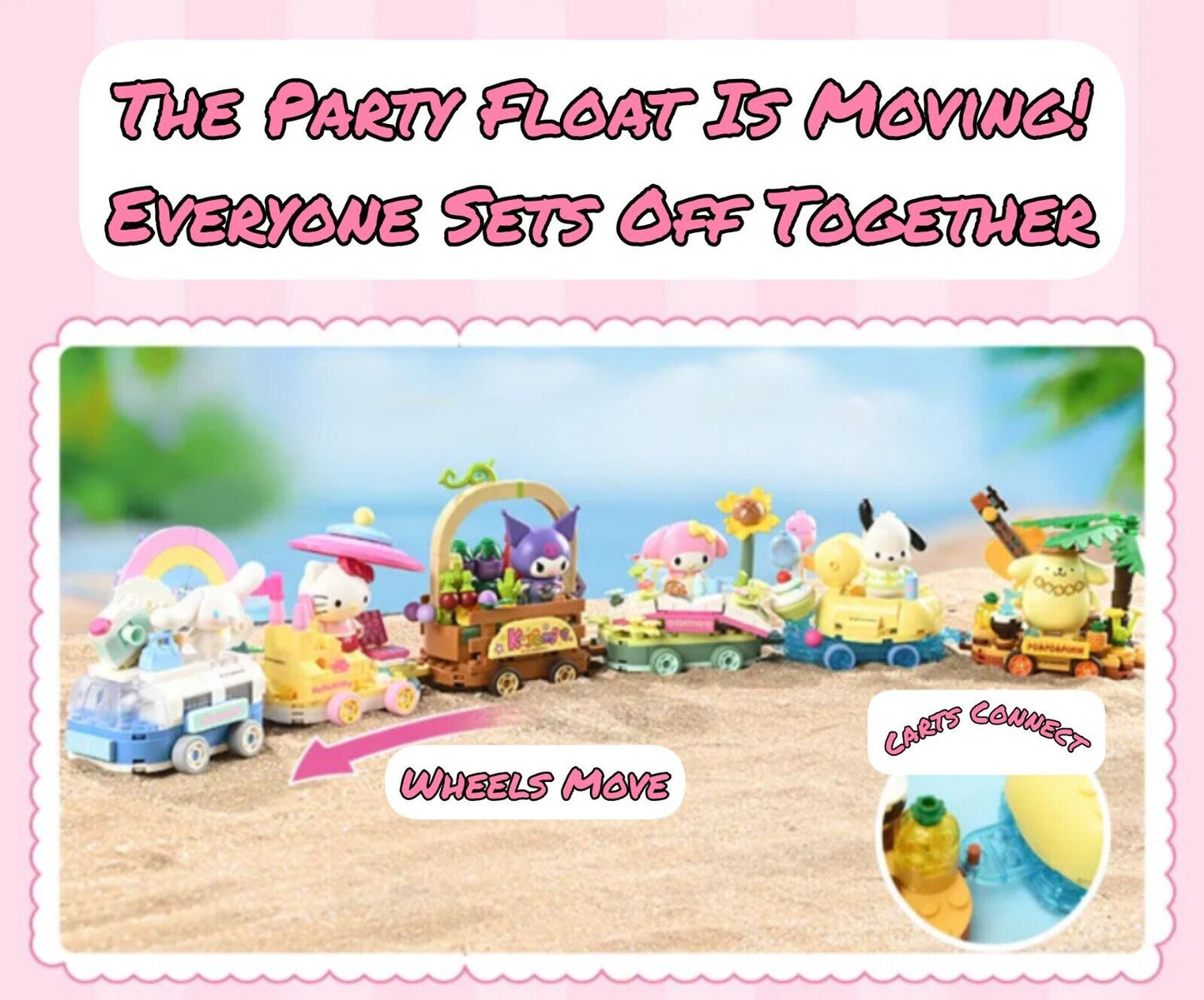 ā
Official Sanrio Characters Parade Floats Train Building Block Sets DIY Toy NEW