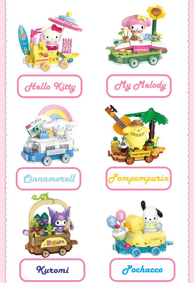 ā
Official Sanrio Characters Parade Floats Train Building Block Sets DIY Toy NEW