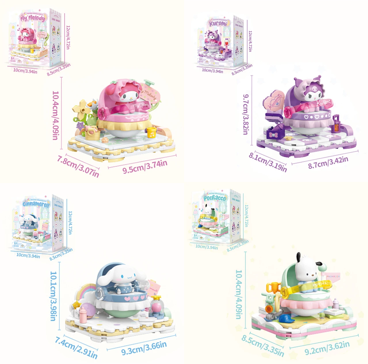 ā
Official Sanrio Family Baby Shakers Building Blocks 4Pc Set Creative Fun NEW