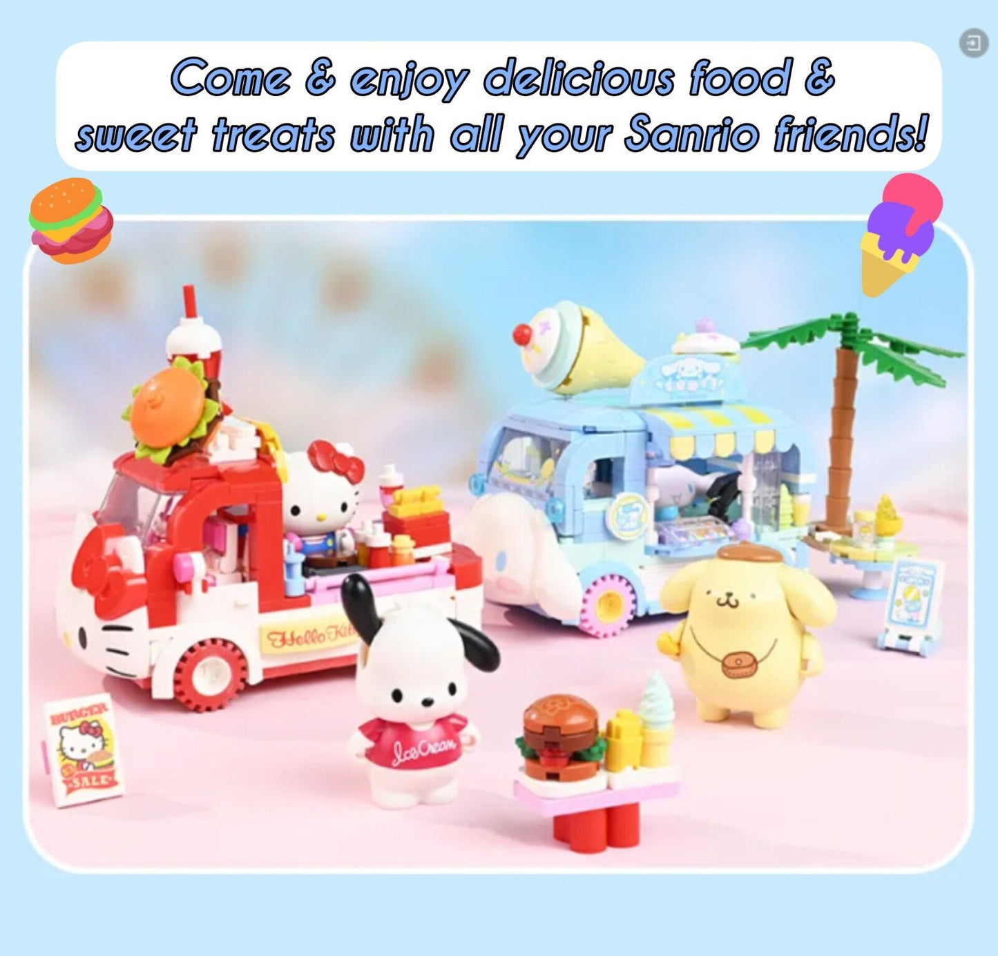 š Genuine Sanrio Characters Delicious Food Trucks Building Block Set Toy NEW š¦