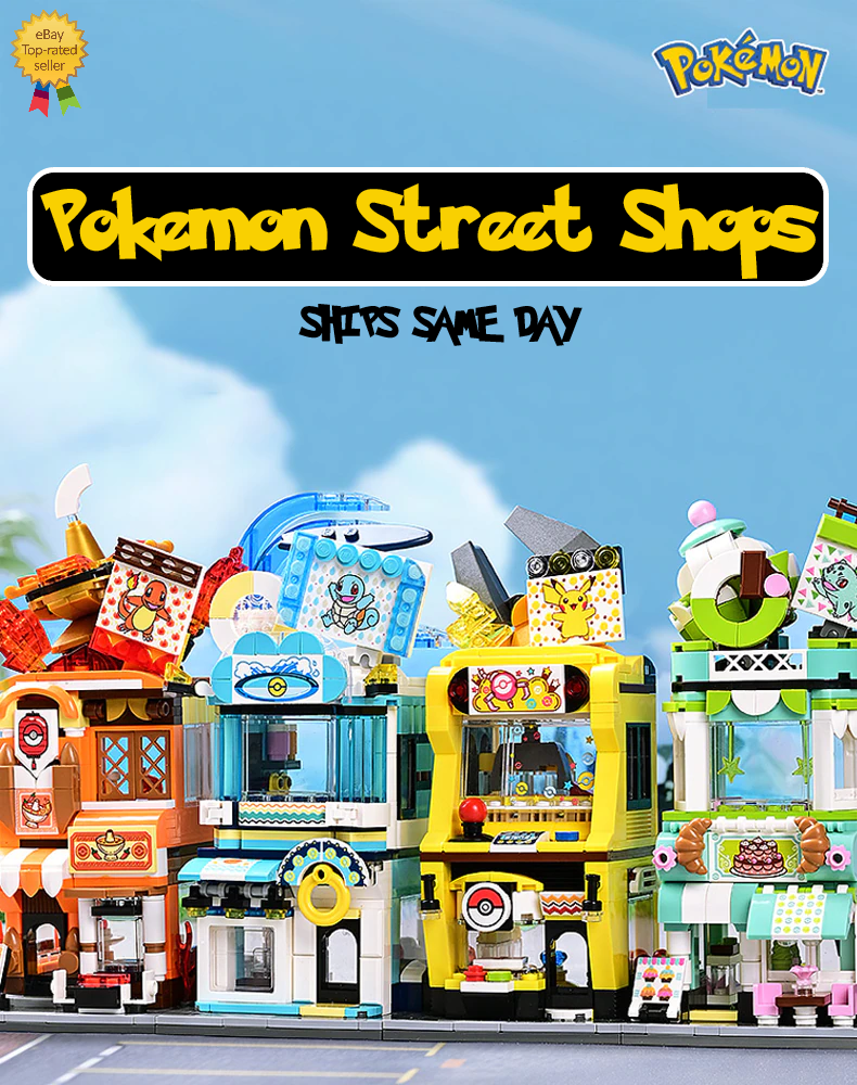 ✅ Official Pokémon City Street Shops View Building Block Sets Creative Fun NEW