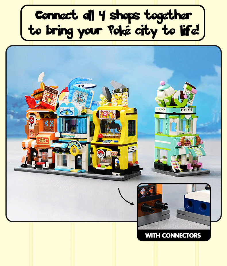 ✅ Official Pokémon City Street Shops View Building Block Sets Creative Fun NEW