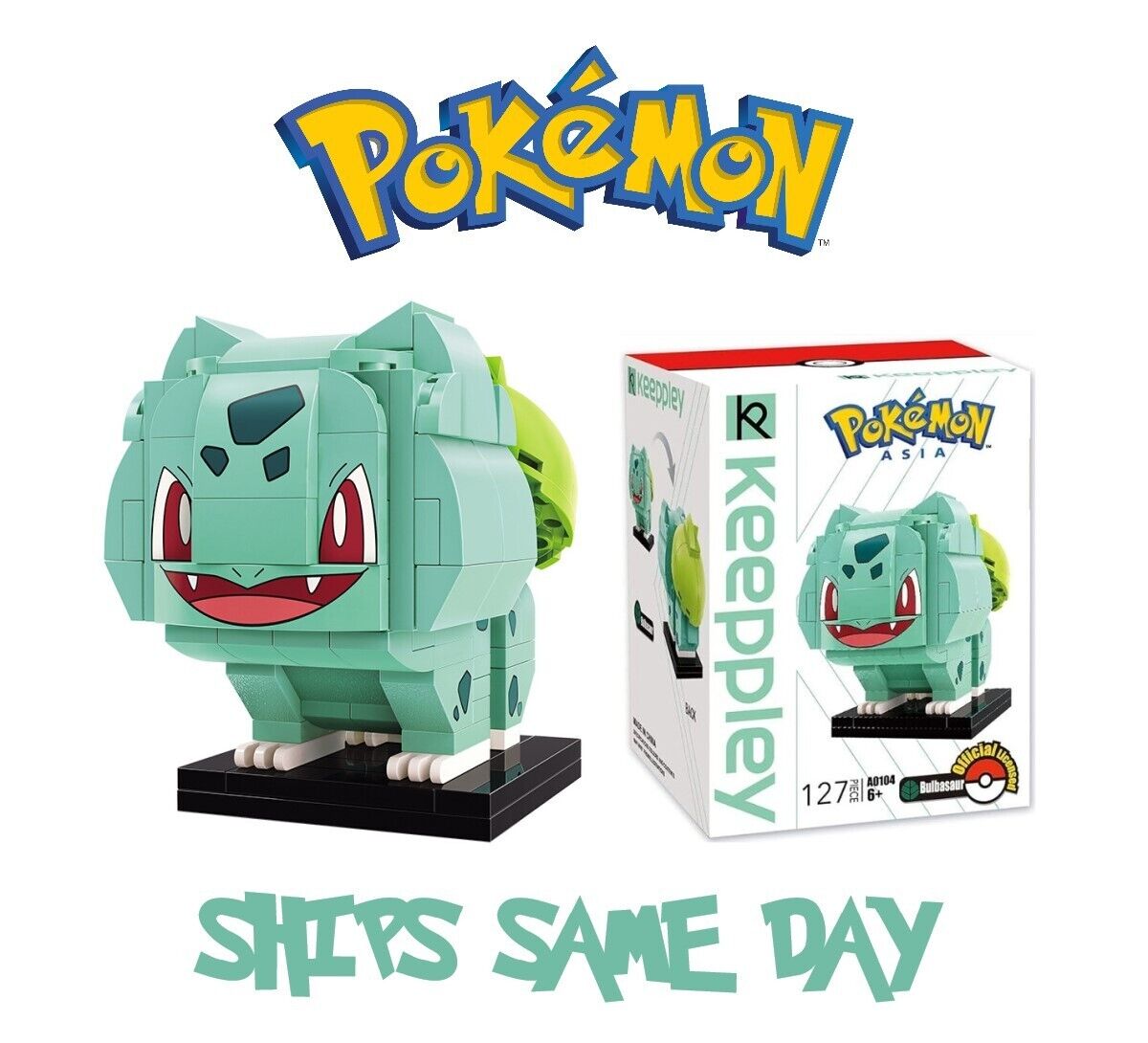 ✅ Official Pokémon Bulbasaur Building Blocks Set 127Pcs Creative DIY Fun Toy NEW