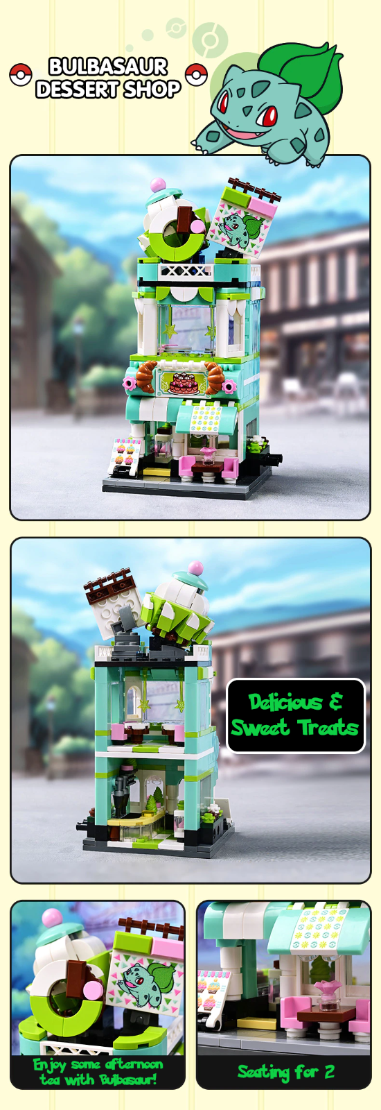 ✅ Official Pokémon City Street Shops View Building Block Sets Creative Fun NEW