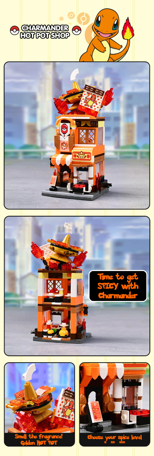 ✅ Official Pokémon City Street Shops View Building Block Sets Creative Fun NEW