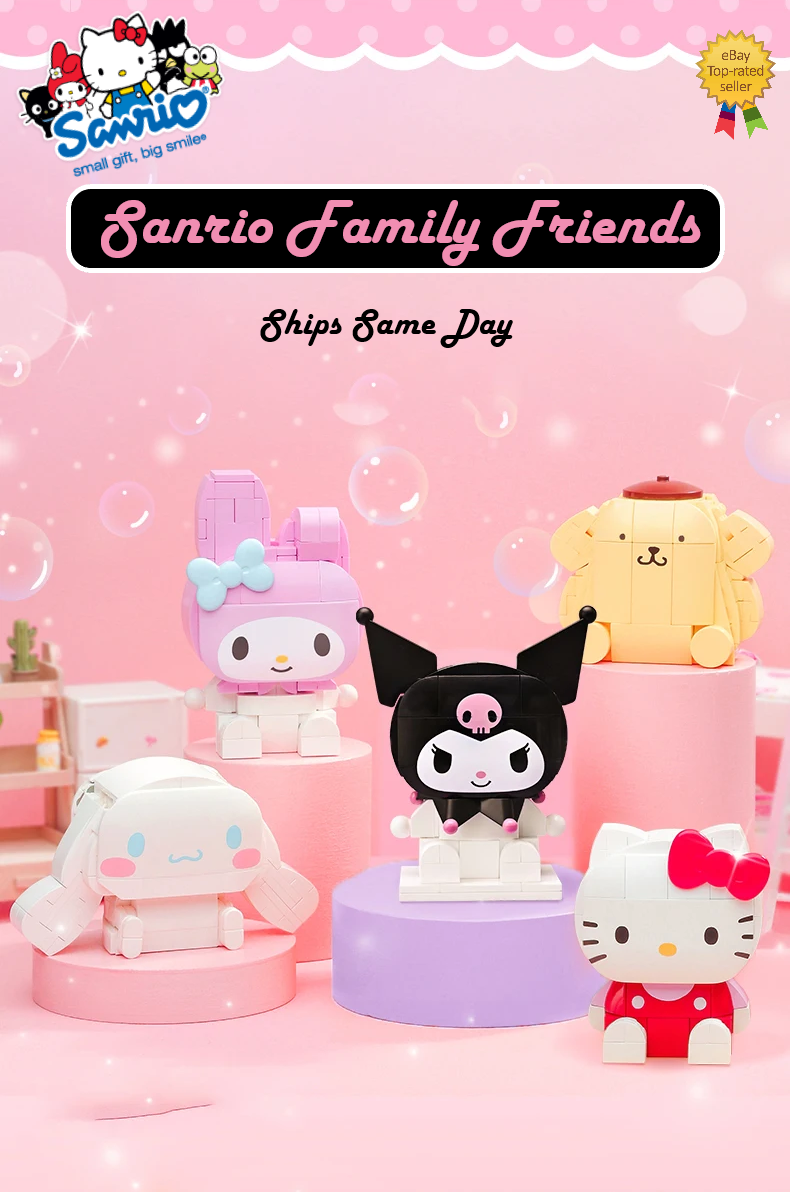 ā
Official Sanrio Chibi Kuromi Hello Kitty & More Building Block Sets Toy NEW