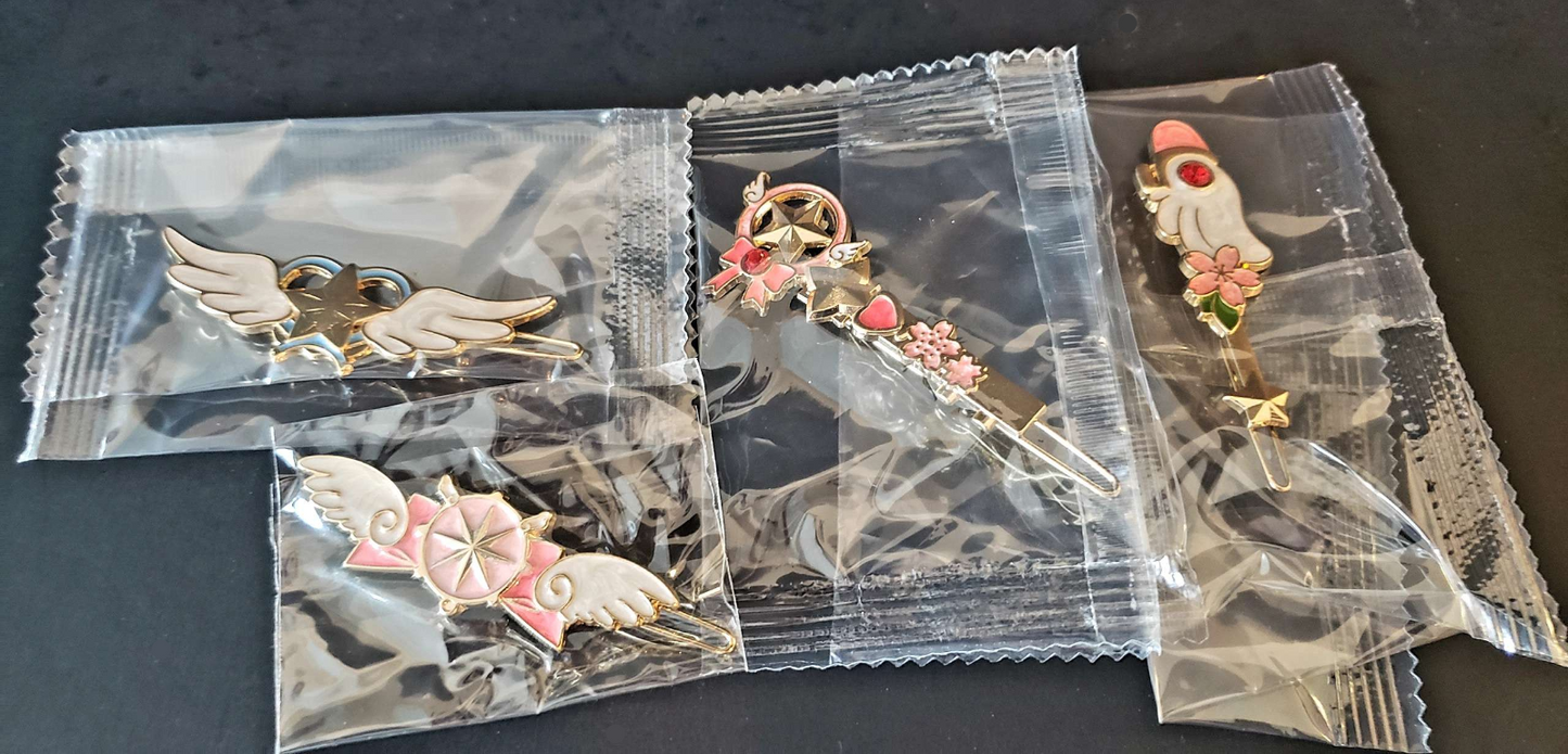 Sailor Moon Crystal Pendants Sakura Anime 4-PC Hair Pin Brooch Set - BRAND NEW