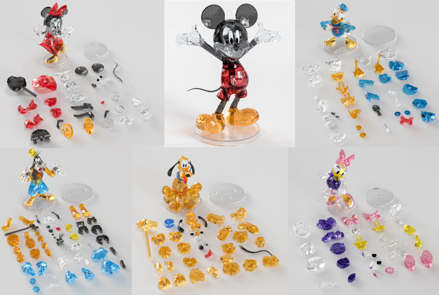 β
Official Disney Mickey & Friends RARE Crystal Resin Builder Set Collection NEW