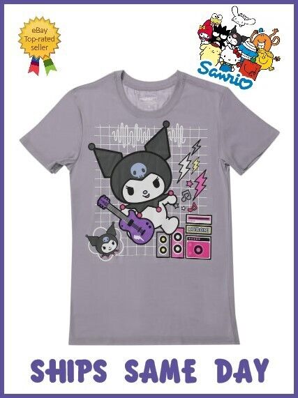 β
Official Sanrio Kuromi Rockstar Rock & Roll Graphic Tee NWT S M L Kawaii Cute