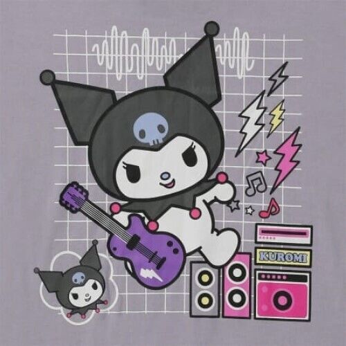 β
Official Sanrio Kuromi Rockstar Rock & Roll Graphic Tee NWT S M L Kawaii Cute