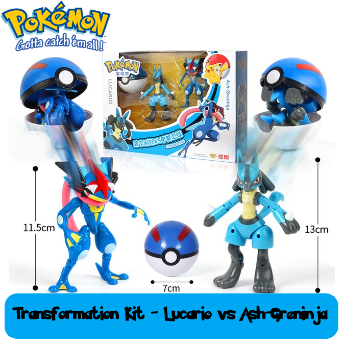 ✅ Official Pokémon Greninja vs Lucario Action Figure & Great Poke Balls Toy NEW