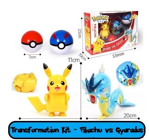 ✅ Official Pokémon Pikachu vs Gyarados Jointed Action Figures Poke Ball Toy NEW
