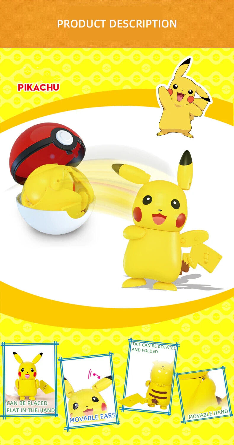 ✅ Official Pokémon Pikachu vs Gyarados Jointed Action Figures Poke Ball Toy NEW