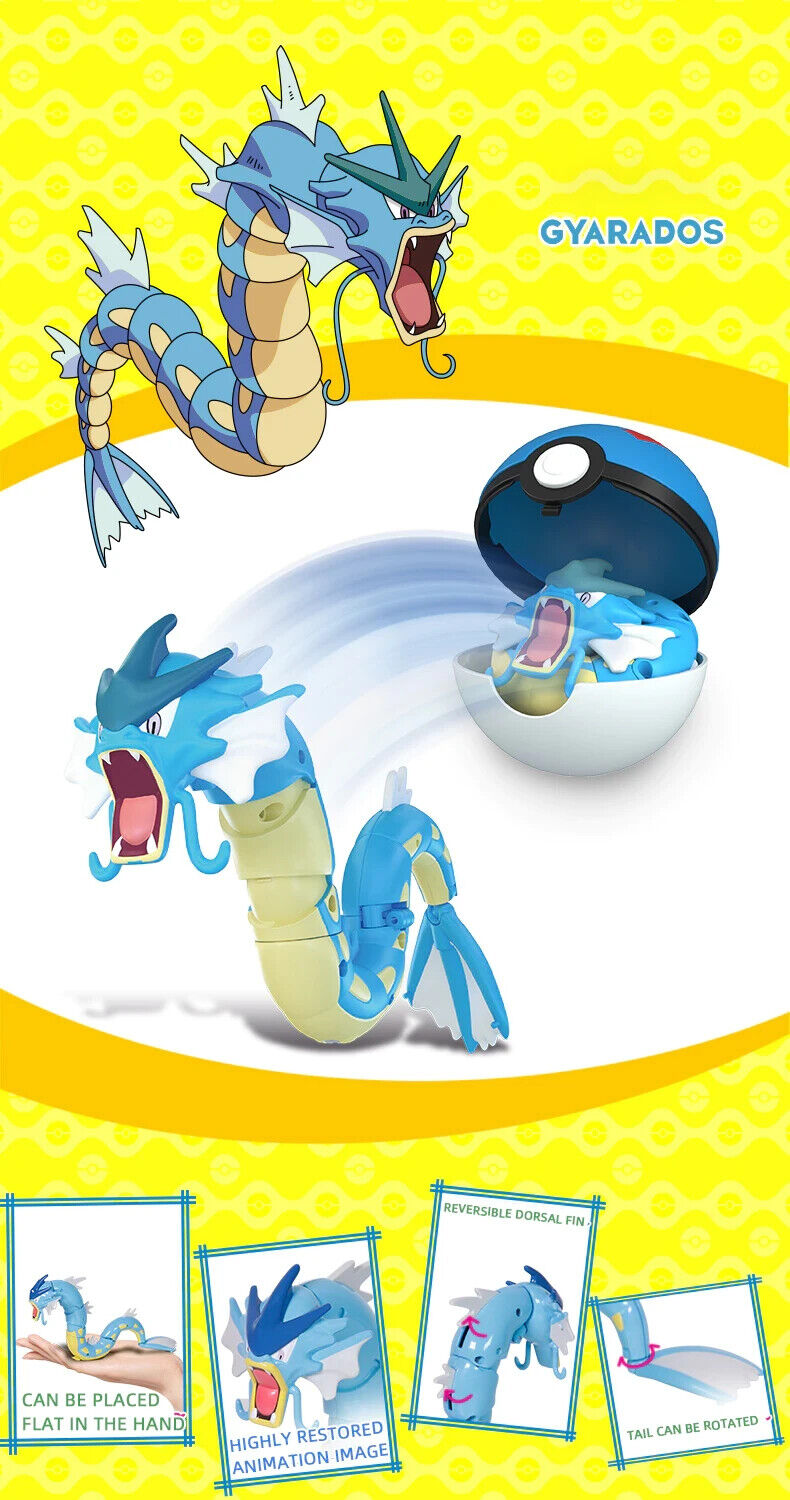 ✅ Official Pokémon Pikachu vs Gyarados Jointed Action Figures Poke Ball Toy NEW
