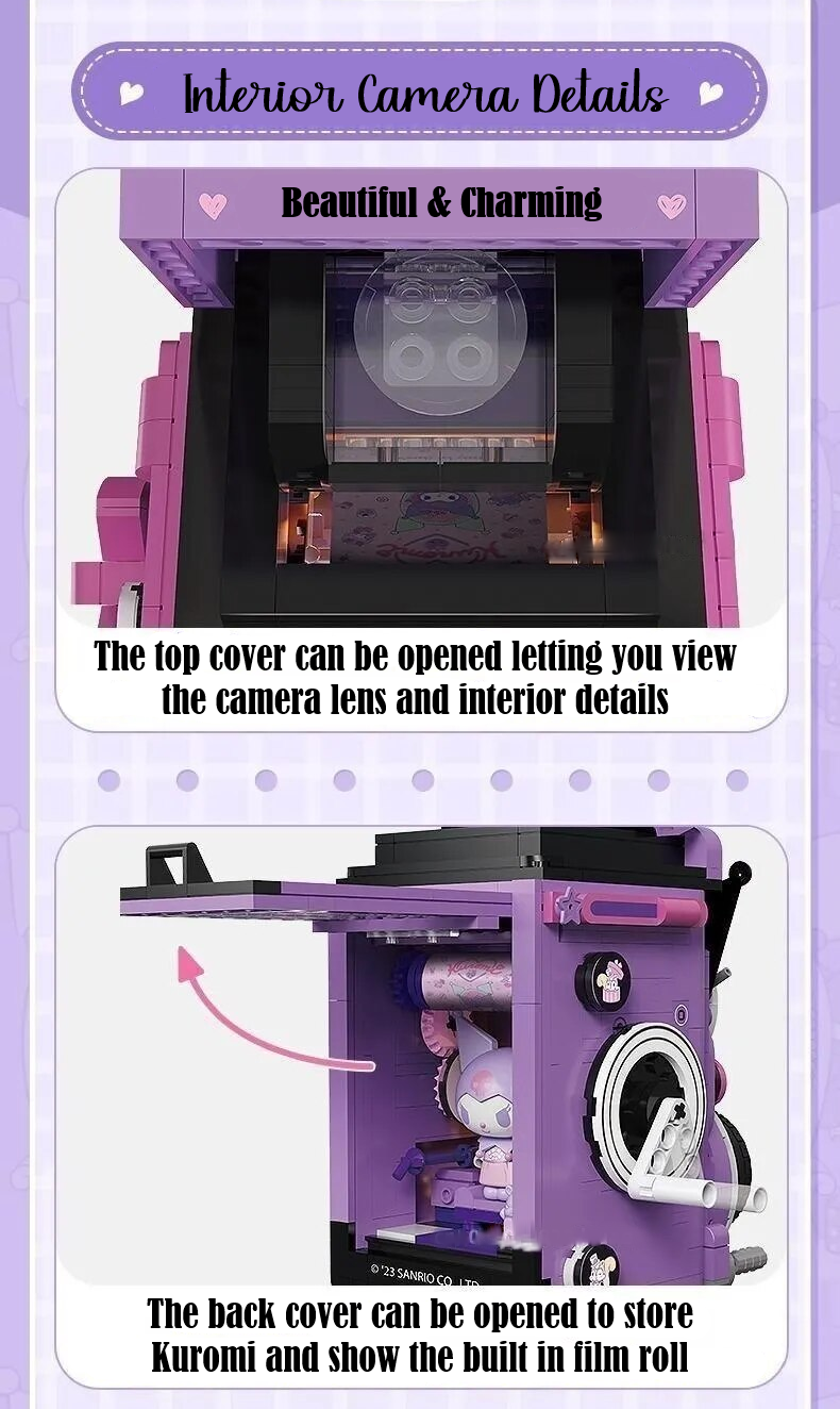 Official Sanrio Kuromi Twin Lens Camera Building Blocks Set DIY Creative Toy NEW