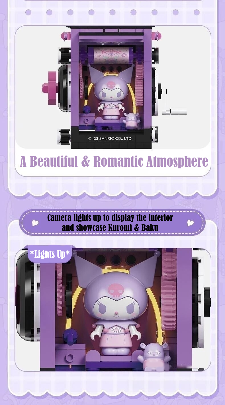 Official Sanrio Kuromi Twin Lens Camera Building Blocks Set DIY Creative Toy NEW