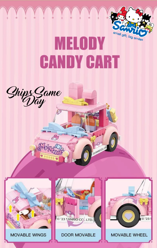 ā
Official Sanrio TopToy My Melody Sports Car Building Blocks Set Creative NEW