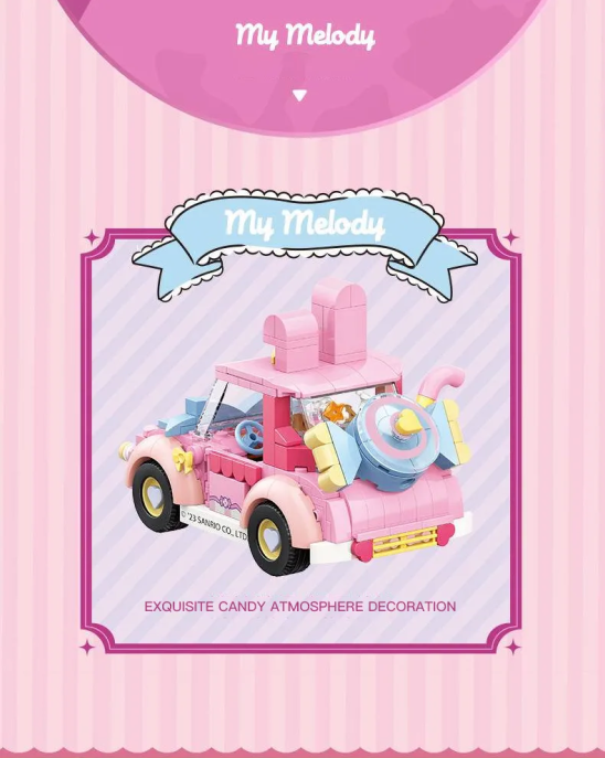 ā
Official Sanrio TopToy My Melody Sports Car Building Blocks Set Creative NEW