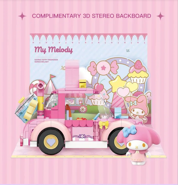 ā
Official Sanrio TopToy My Melody Sports Car Building Blocks Set Creative NEW
