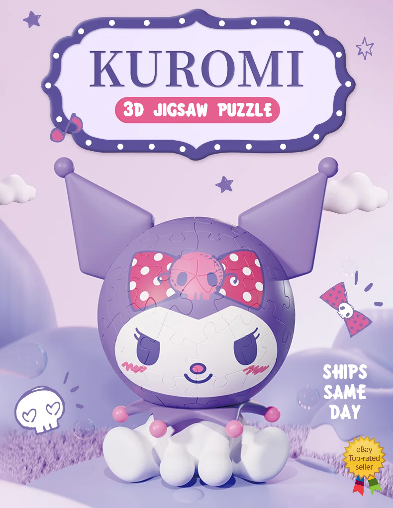 β
Official Sanrio Characters Kuromi Cute 3D Jigsaw Puzzle 60 Pieces Fun Toy NEW