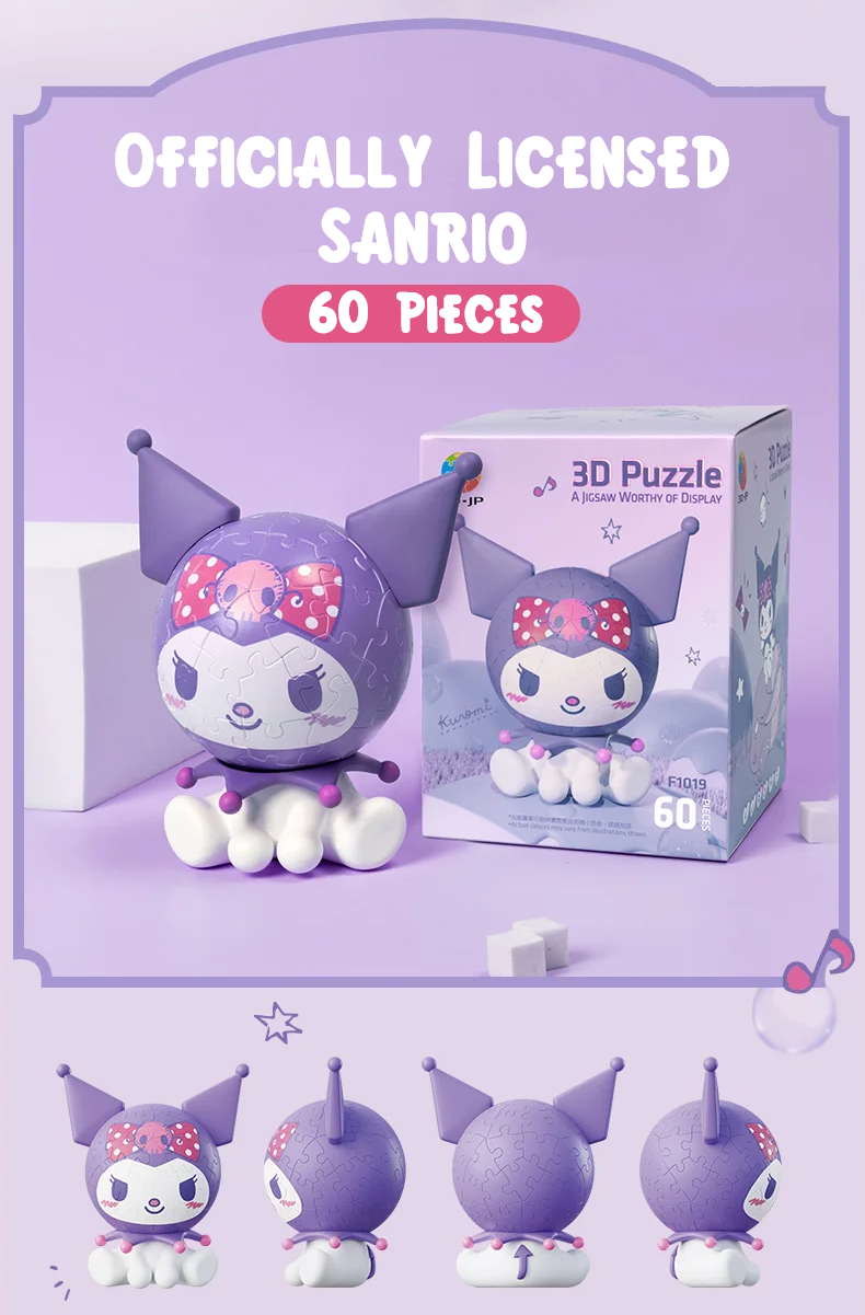 β
Official Sanrio Characters Kuromi Cute 3D Jigsaw Puzzle 60 Pieces Fun Toy NEW