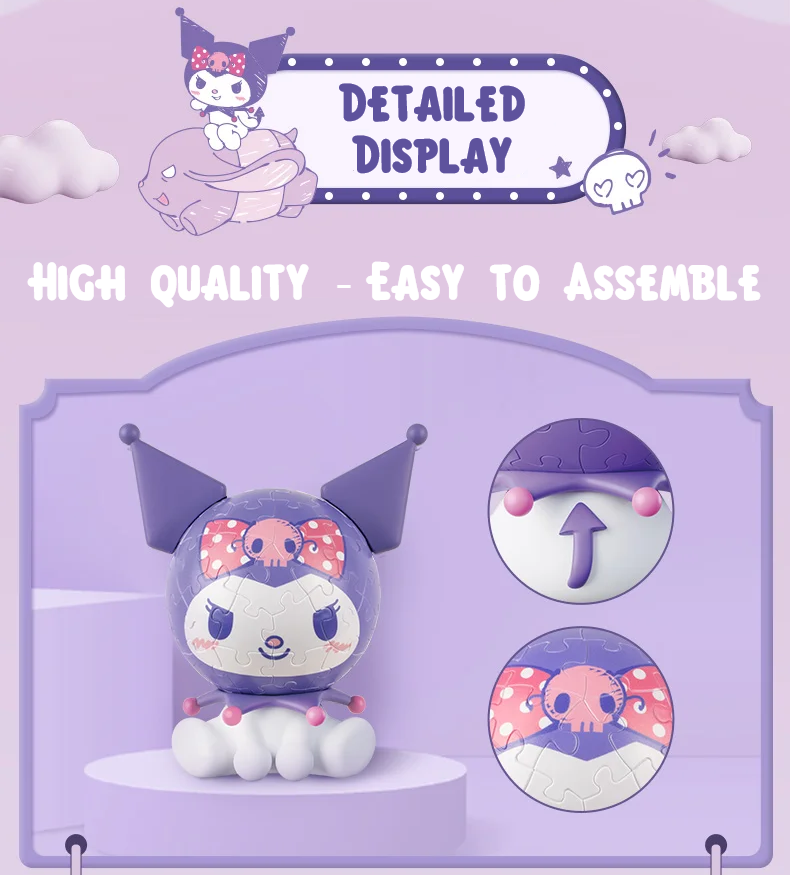 β
Official Sanrio Characters Kuromi Cute 3D Jigsaw Puzzle 60 Pieces Fun Toy NEW