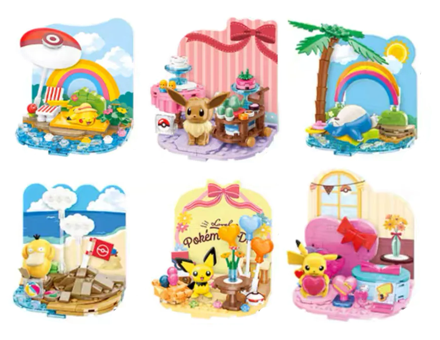 ✅ Official Pokémon Summer Beach Party & Fun Building Block Sets Creative Toy NEW