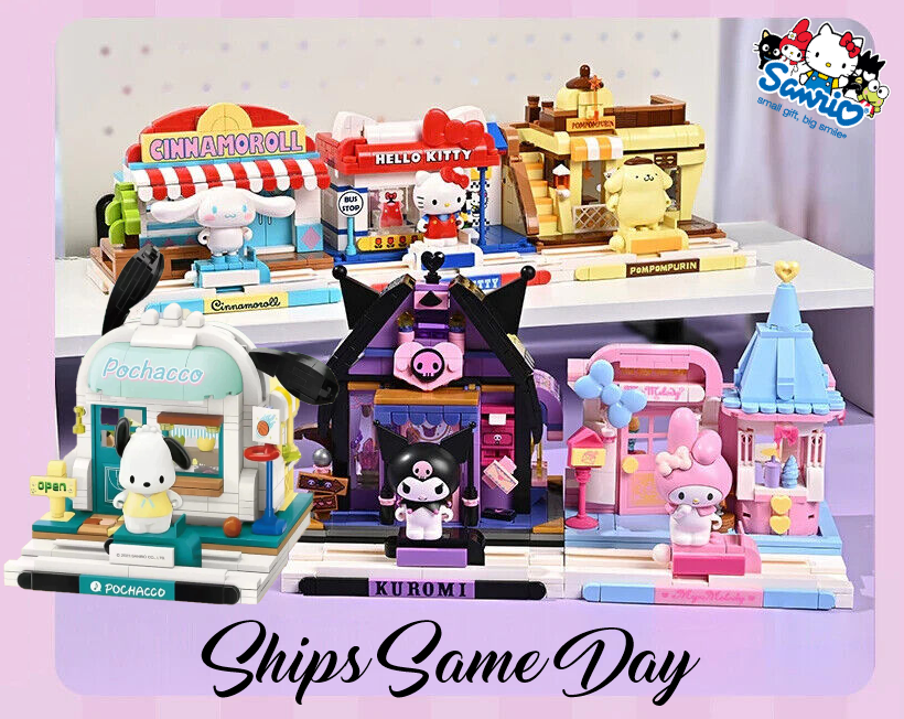 Official Sanrio City Streets Kuromi Hello Kitty Building Block Sets DIY NEW