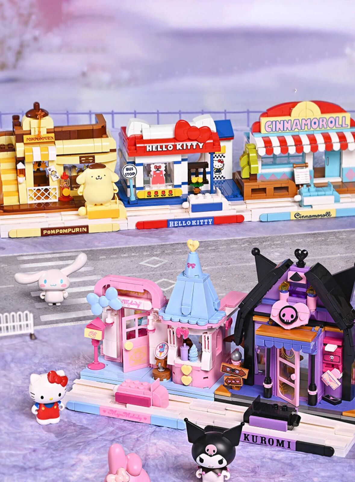 Official Sanrio City Streets Kuromi Hello Kitty Building Block Sets DIY NEW