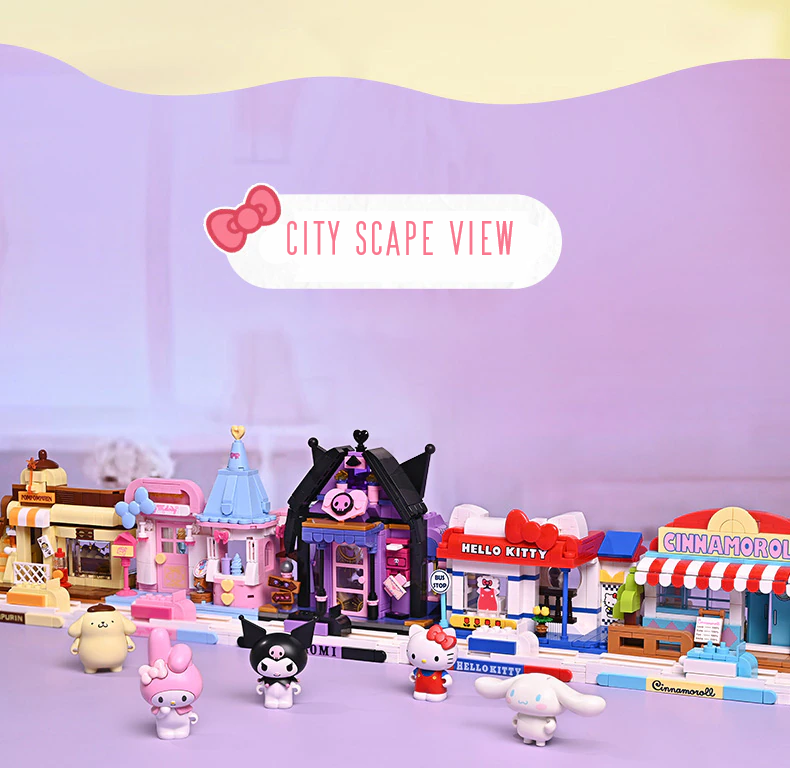 Official Sanrio City Streets Kuromi Hello Kitty Building Block Sets DIY NEW