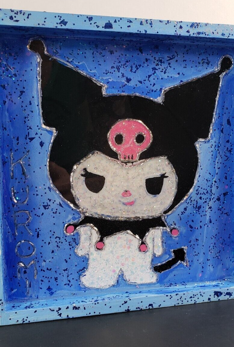 πΈ Hand Crafted Sanrio Kuromi Resin Wall Hanger Stash Tray 4 Keys Glasses & More