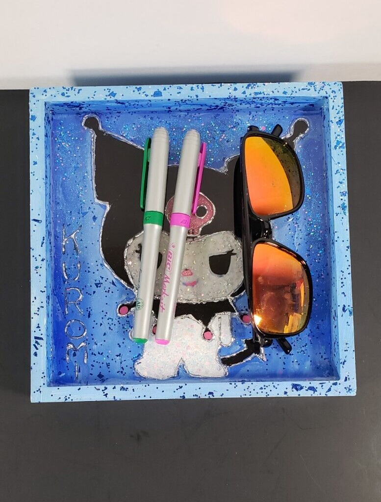 πΈ Hand Crafted Sanrio Kuromi Resin Wall Hanger Stash Tray 4 Keys Glasses & More