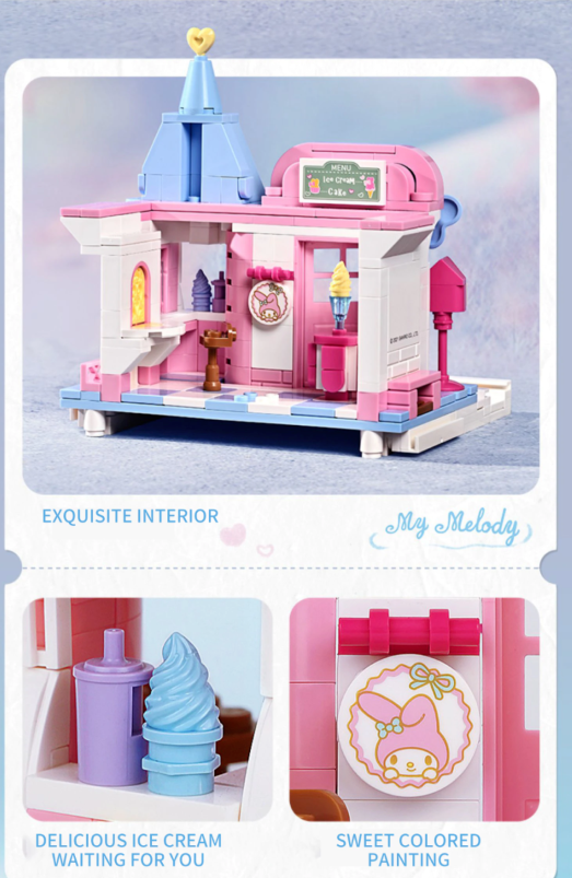 Official Sanrio City Streets Kuromi Hello Kitty Building Block Sets DIY NEW